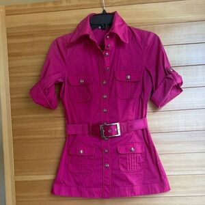 bebe Pink Button-Up Blouse